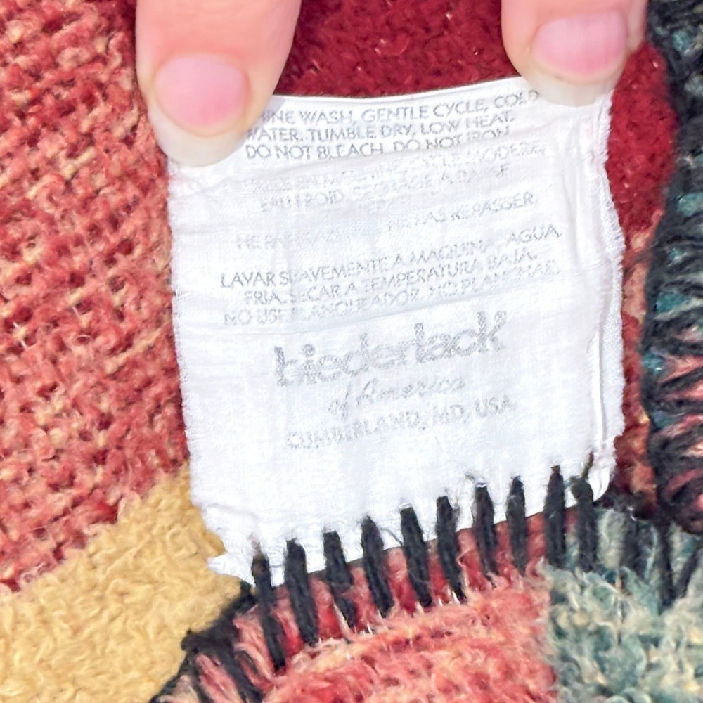 Biederlack VTG Lodge Plaid Colorblock Throw Blanket Reversible 58x46 Cabincore - Picture 7 of 9